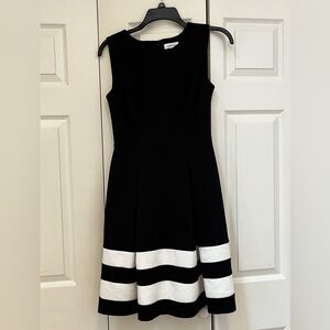 EUC - Calvin Klein - Black & White Tank Fit & Flare Dress - Womens Size 4